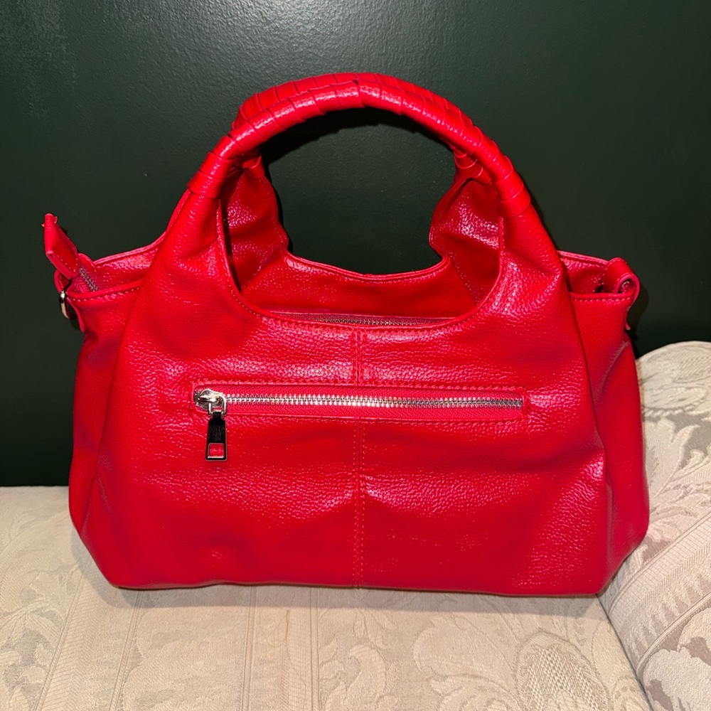 Red Faux Leather Boho Handbag / Crossbody
